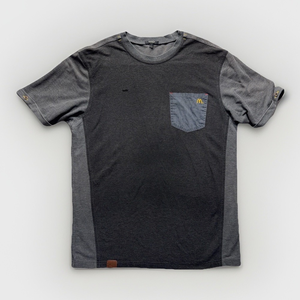 McDonalds T-Shirt Mens Large Gray Employee Workwear Team Member Pocket Logo Tee